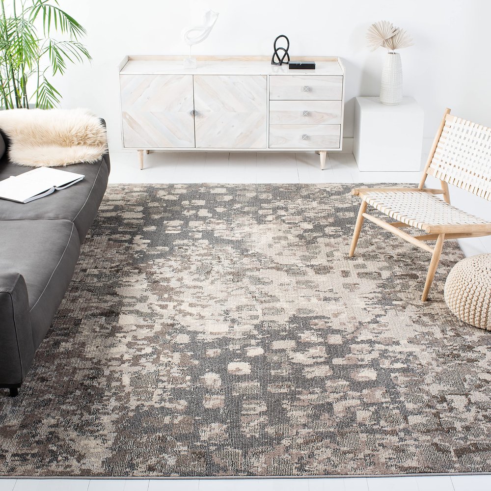 SAFAVIEH Area Rug 8x10 - Madison Collection - Large - Grey & Beige, Boho Abstract Distressed Design, Non-Shedding & Easy Cleaning, Ideal for Living Room, Bedroom, Office, Dining Space (MAD425G)