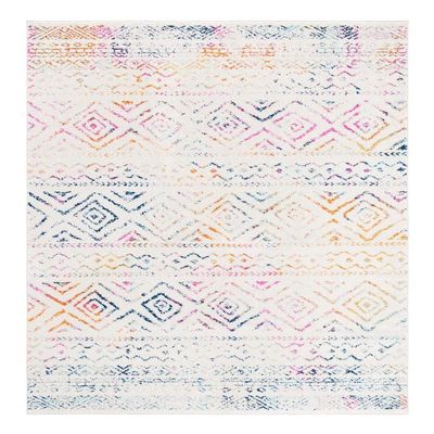 SAFAVIEH Area Rug 8x10 - Tulum Collection - Large - Ivory & Fuchsia, Moroccan Boho Distressed Design, Non-Shedding & Easy to Clean, Ideal for Living Room, Bedroom, Dining Space (TUL267E)