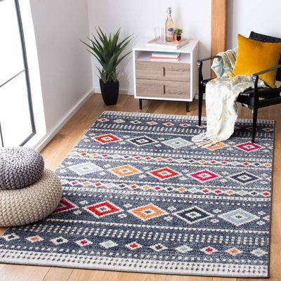 SAFAVIEH Area Rug 8x10 - Adirondack Collection - Large - Grey & Ivory, Boho Tribal Design, Non-Shedding & Easy Cleaning, Ideal for Living Room, Bedroom, Office, Dining Space (ADR277F)