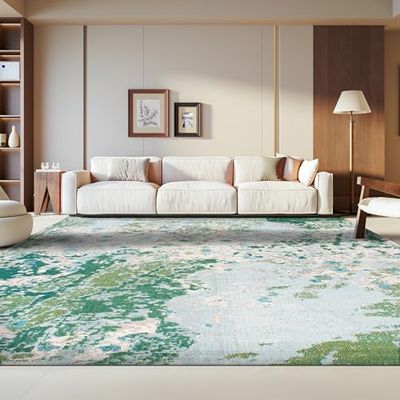SAFAVIEH Area Rug 8x10 - Madison Collection - Large - Green & Blue, Modern Abstract Design, Non-Shedding & Easy Cleaning, Ideal for Living Room, Bedroom, Office, Dining Space (MAD499X)