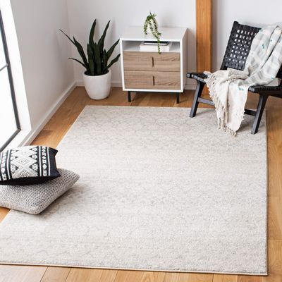 SAFAVIEH Area Rug 8x10 - Tulum Collection - Large - Ivory & Light Grey, Moroccan Boho Distressed Design, Non-Shedding & Easy to Clean, Ideal for Living Room, Bedroom, Dining Space (TUL249B)