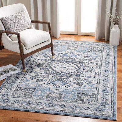 SAFAVIEH Area Rug 8x10 - Charleston Collection - Large - Blue & Grey, Oriental Medallion Design, Non-Shedding & Easy Cleaning, Ideal for Living Room, Bedroom, Office, Dining Space (CHL431M)