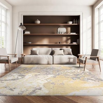 SAFAVIEH Area Rug 8x10 - Madison Collection - Large - Ivory & Grey, Modern Abstract Design, Non-Shedding & Easy Cleaning, Ideal for Living Room, Bedroom, Office, Dining Space (MAD499A)