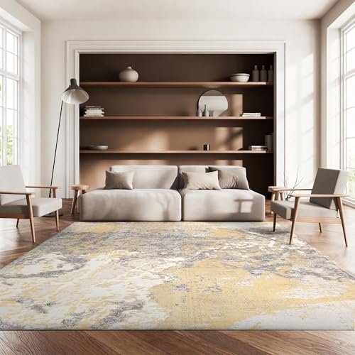 SAFAVIEH Area Rug 8x10 - Madison Collection - Large - Ivory & Grey, Modern Abstract Design, Non-Shedding & Easy Cleaning, Ideal for Living Room, Bedroom, Office, Dining Space (MAD499A)