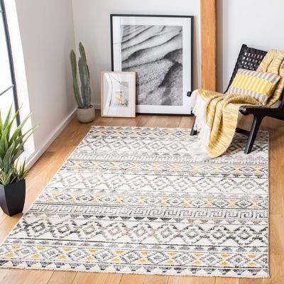 SAFAVIEH Area Rug 8x10 - Sedona Collection - Large - Ivory & Charcoal, Moroccan Boho Tribal Design, Non-Shedding & Easy Cleaning, Ideal for Living Room, Bedroom, Office, Dining Space (SED883B)
