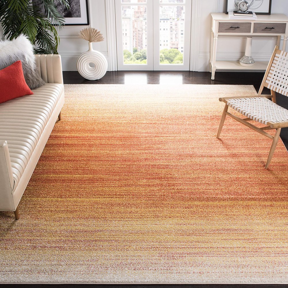 SAFAVIEH Area Rug 8x10 - Adirondack Collection - Large - Orange & Red, Modern Ombre Design, Non-Shedding & Easy Cleaning, Ideal for Living Room, Bedroom, Office, Dining Space (ADR142P)