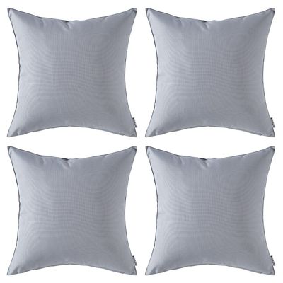 MIULEE Pack of 4 Decorative Outdoor Waterproof Summer Pillow Covers Square Garden Cushion Cases PU Coating Throw Pillow Cover Shell for Patio Tent Park Couch 16x16 Inch Light Grey