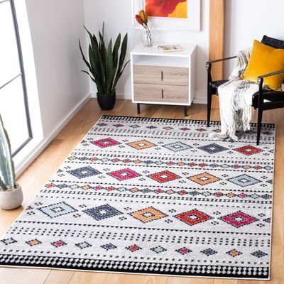 SAFAVIEH Area Rug 8x10 - Adirondack Collection - Large - Light Grey & Black, Boho Tribal Design, Non-Shedding & Easy Cleaning, Ideal for Living Room, Bedroom, Office, Dining Space (ADR279F)