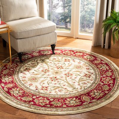 SAFAVIEH Lyndhurst Collection 6' Round Ivory/Red LNH212K Traditional Oriental Non-Shedding Dining Room Entryway Foyer Living Room Bedroom Area Rug