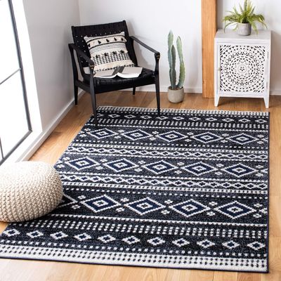 SAFAVIEH Area Rug 8x10 - Adirondack Collection - Large - Dark Grey & Ivory, Boho Tribal Design, Non-Shedding & Easy Cleaning, Ideal for Living Room, Bedroom, Office, Dining Space (ADR277H)