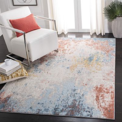 SAFAVIEH Area Rug 8x10 - Tulum Collection - Large - Ivory & Pink, Modern Abstract Design, Non-Shedding & Easy to Clean, Ideal for Living Room, Bedroom, Dining Space (TUL207A)