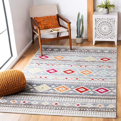 SAFAVIEH Area Rug 8x10 - Adirondack Collection - Large - Light Grey & Ivory, Boho Tribal Design, Non-Shedding & Easy Cleaning, Ideal for Living Room, Bedroom, Office, Dining Space (ADR276F)