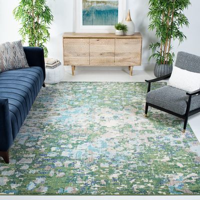 SAFAVIEH Area Rug 8x10 - Madison Collection - Large - Green & Turquoise, Boho Abstract Distressed Design, Non-Shedding & Easy Cleaning, Ideal for Living Room, Bedroom, Office, Dining Space (MAD425Y)
