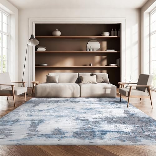 SAFAVIEH Area Rug 8x10 - Craft Collection - Large - Blue & Grey, Modern Abstract Design, Non-Shedding & Easy Cleaning, Ideal for Living Room, Bedroom, Office, Dining Space (CFT850M)