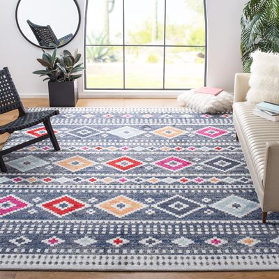 SAFAVIEH Area Rug 8x10 - Adirondack Collection - Large - Grey & Beige, Moroccan Boho Design, Non-Shedding & Easy Cleaning, Ideal for Living Room, Bedroom, Office, Dining Space (ADR221F)