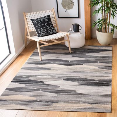 SAFAVIEH Washable Rug Outdoor Montage Collection - 3' x 5', Grey & Dark Grey, Non-Shedding & Easy to Clean, Ideal for Patio, Backyard, Mudroom (MTG301F)