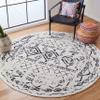 SAFAVIEH Tulum Collection Area Rug - 6'7" Round, Ivory & Black, Moroccan Boho Distressed Design, Non-Shedding & Easy to Clean, Ideal for Living Room, Bedroom, Dining Space (TUL268D) view 1