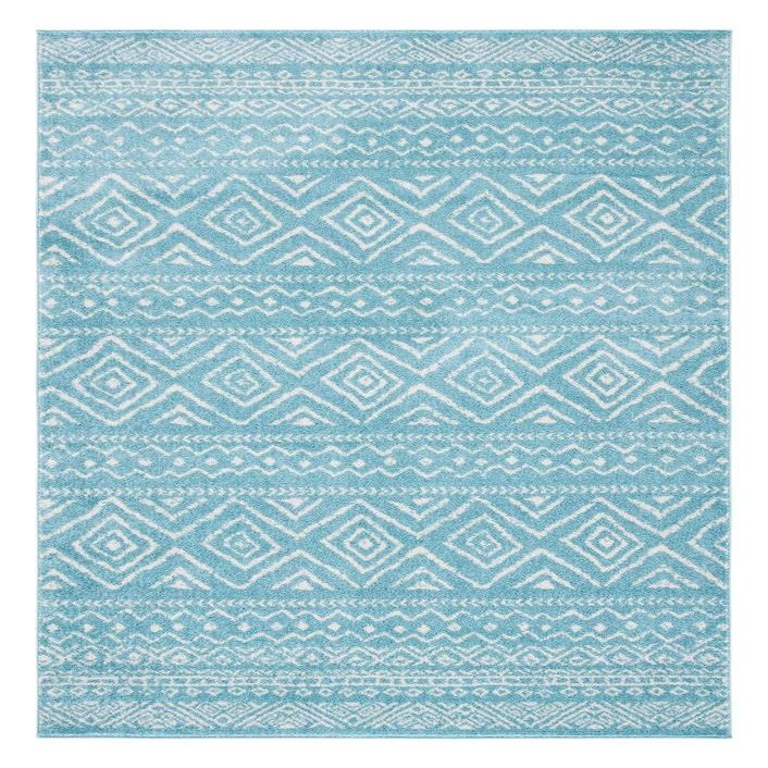 SAFAVIEH Area Rug 8x10 - Tulum Collection - Large - Turquoise & Ivory, Moroccan Boho Distressed Design, Non-Shedding & Easy to Clean, Ideal for Living Room, Bedroom, Dining Space (TUL267K)