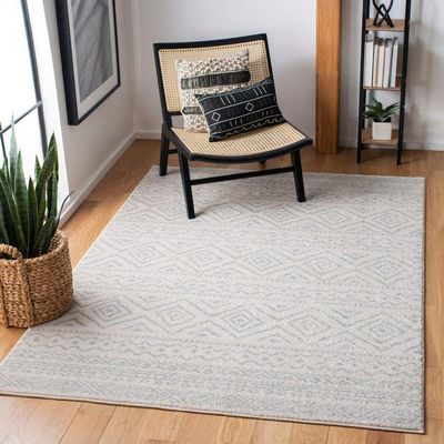 SAFAVIEH Area Rug 8x10 - Tulum Collection - Large - Ivory & Light Grey, Moroccan Boho Distressed Design, Non-Shedding & Easy to Clean, Ideal for Living Room, Bedroom, Dining Space (TUL267B)