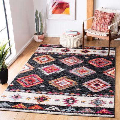 SAFAVIEH Area Rug 8x10 - Adirondack Collection - Large - Black & Red, Boho Tribal Design, Non-Shedding & Easy Cleaning, Ideal for Living Room, Bedroom, Office, Dining Space (ADR245Z)