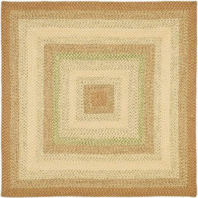 SAFAVIEH Washable Rug Outdoor Braided Collection - 5' Square, Rust & Multi, Handmade & Reversible, Non-Shedding & Easy to Clean, Ideal for Patio, Backyard, Mudroom (BRD303A)