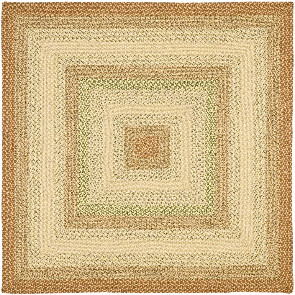 SAFAVIEH Washable Rug Outdoor Braided Collection - 5' Square, Rust & Multi, Handmade & Reversible, Non-Shedding & Easy to Clean, Ideal for Patio, Backyard, Mudroom (BRD303A)