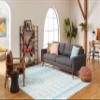 SAFAVIEH Area Rug 8x10 - Tulum Collection - Large - Ivory & Turquoise, Moroccan Boho Distressed Design, Non-Shedding & Easy to Clean, Ideal for Living Room, Bedroom, Dining Space (TUL229P) view 4