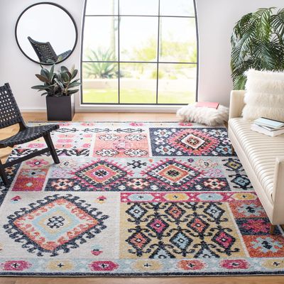 SAFAVIEH Area Rug 8x10 - Adirondack Collection - Large - Aqua & Fuchsia, Boho Design, Non-Shedding & Easy Cleaning, Ideal for Living Room, Bedroom, Office, Dining Space (ADR224J)