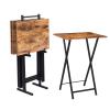 HOOBRO Folding TV Tray Tables, Set of 4 TV Trays with Storage Rack, Industrial Side Table for Eating at Couch, Foldable Snack Table for Small Space, Easy Assembly, Rustic Brown and Black BF50BZ01 view 1
