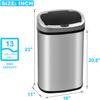 Bigacc Kitchen Trash Can | Stainless Steel 13 Gallon Trash Can | 50L Touch Free Garbage Can with Lid | Electronic Sensor High Capacity Trash Bin for Bathroom Kitchen Office, Silver view 3