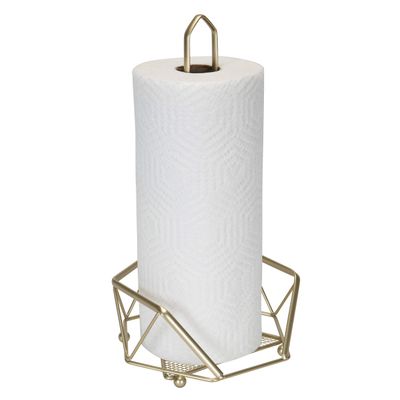 Kitchen Details Geode Paper Towel Holder | Countertop | Free Standing | Holds 1 Large Roll | Rust Resistant | Decorative | Satin Gold