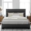 Allewie Full Size Platform Bed Frame with Fabric Upholstered Headboard and Wooden Slats Support, Fully Upholstered Mattress Foundation/No Box Spring Needed/Easy Assembly, Dark Grey view 1