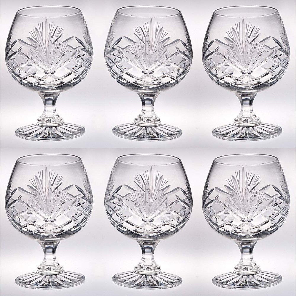 Barski Crystal - Sherry - Brandy - Cognac - Snifter - Glasses - Set of 6 - Handcrafted - Crystal Glass - Great for Spirits - Drinks - Bourbon - Wine - 9 ounce - Made in Europe