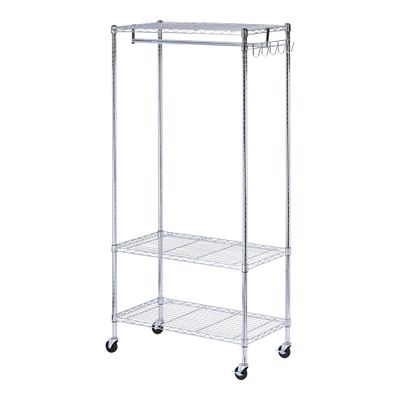 Alera ALEGR363618SR 36 in. W x 18 in. D x 75 in. H 30 Garments Wire Shelving Garment Rack - Silver
