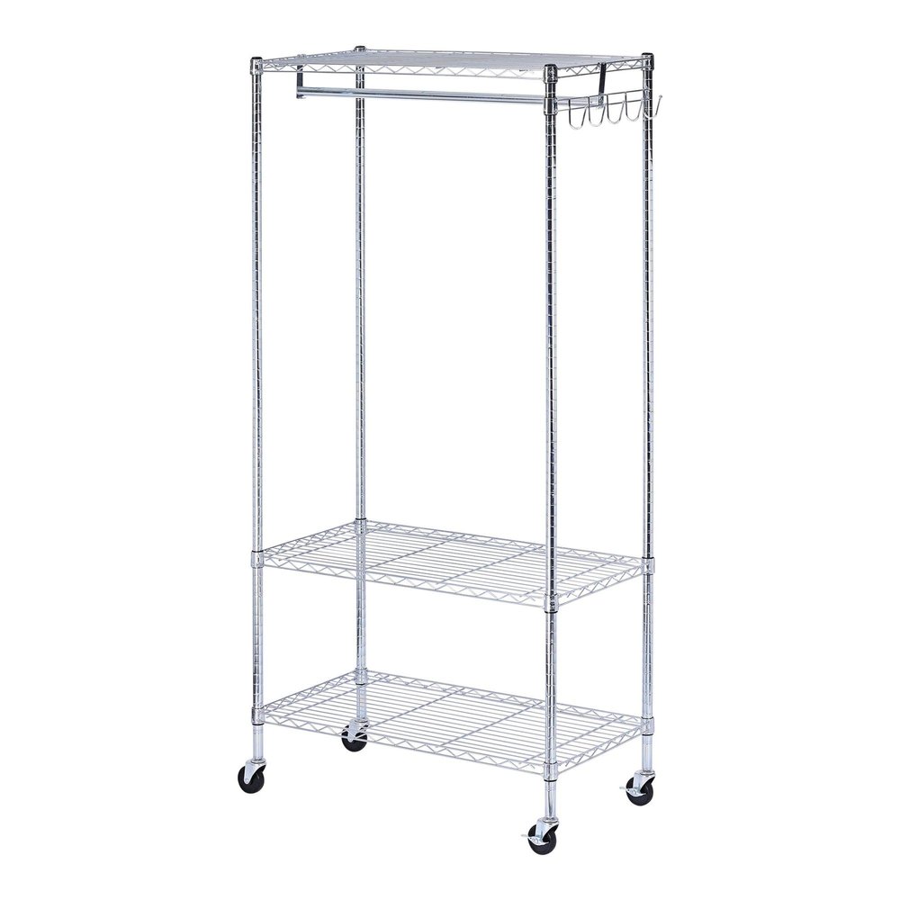 Alera ALEGR363618SR 36 in. W x 18 in. D x 75 in. H 30 Garments Wire Shelving Garment Rack - Silver