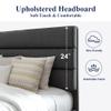 Allewie Queen Size Platform Bed Frame with Fabric Upholstered Headboard and Wooden Slats Support, Fully Upholstered Mattress Foundation/No Box Spring Needed/Easy Assembly, Dark Grey view 4