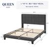 Allewie Queen Size Platform Bed Frame with Wingback, Fabric Upholstered Square Stitched Headboard and Wooden Slats, Mattress Foundation, Box Spring Optional, Easy Assembly, Dark Grey view 2
