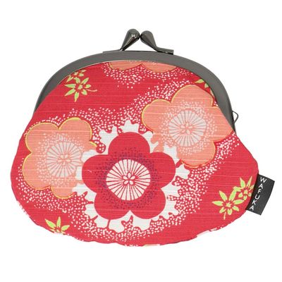 3.3 Size Coin Pouch Plum Red Made in Japan Furoshiki Fabric Japanese Pattern Souvenir