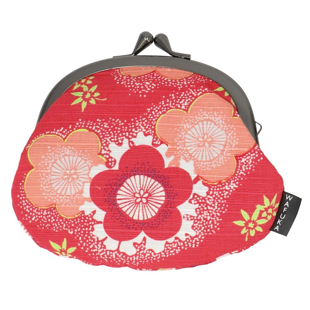 3.3 Size Coin Pouch Plum Red Made in Japan Furoshiki Fabric Japanese Pattern Souvenir