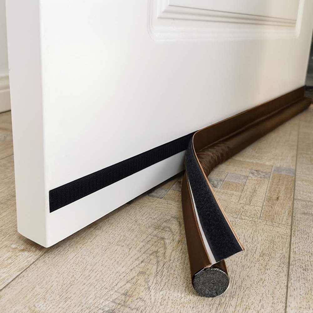 MAXTID Door Draft Stoppers 36" Adjustable Door Bottom Seal Strip Draft Blocker Weather Stripping for Exterior/Interior Doors Brown