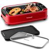 Indoor Smokeless Grill, Techwood 1500W Electric BBQ Grill with Temperature Control, Korean Grill Removable Non-Stick Grill & Griddle Plates, Tempered Glass Lid, Red view 1