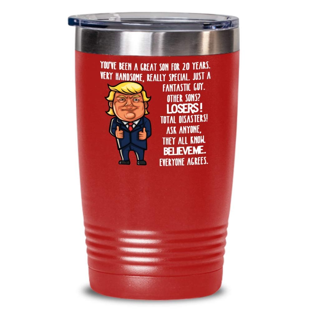 20th Birthday Mug Tumbler for Son Trump Gift for Twenty Year Old Birthday Present from Dad or Mom Gag Gift for Men Tea Cup
