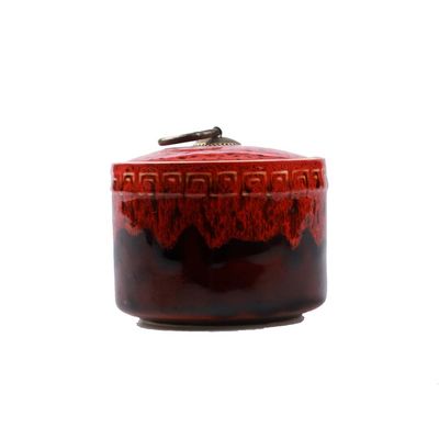 QTT Mini Urns for Human Ashes Adult Funeral Urns Ceramics Small Capacity Hand-Painted Sealing Cremation Urn for Child or Pet Display Burial Urns at Home 10 * 9cm Funeral Containers (Color : Red)