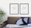 WUNDERKAMMER STUDIO - Caffeine & Chocolate Molecule Poster Print - Scientific Wall Art - House Home Dcor - Housewarming Gift - Set of 2 8x10 Framed Prints (Black) view 2