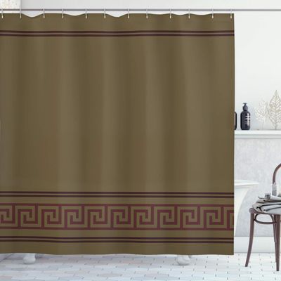 Ambesonne Abstract Shower Curtain, Simplistic Classic Greek Inspired Pattern in Monochrome Design, Cloth Fabric Bathroom Decor Set with Hooks, 69" W x 70" L, Maroon and Dark Cocoa