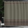 Ambesonne Abstract Shower Curtain, Simplistic Classic Greek Inspired Pattern in Monochrome Design, Cloth Fabric Bathroom Decor Set with Hooks, 69" W x 84" L, Dimgray Maroon and Brown view 3