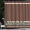 Ambesonne Abstract Shower Curtain, Simplistic Classic Greek Inspired Pattern in Monochrome Design, Cloth Fabric Bathroom Decor Set with Hooks, 69" W x 84" L, Redbrown and Blue view 3