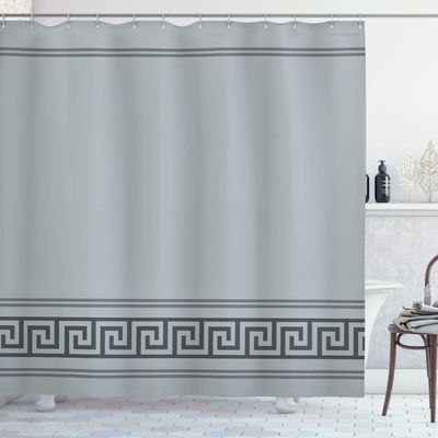 Ambesonne Abstract Shower Curtain, Simplistic Classic Greek Inspired Pattern in Monochrome Design, Cloth Fabric Bathroom Decor Set with Hooks, 69" W x 84" L, Taupe Cocoa