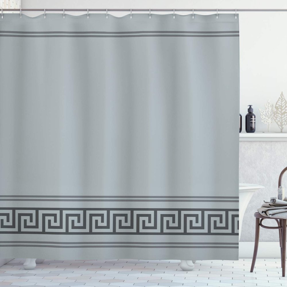 Ambesonne Abstract Shower Curtain, Simplistic Classic Greek Inspired Pattern in Monochrome Design, Cloth Fabric Bathroom Decor Set with Hooks, 69" W x 84" L, Taupe Cocoa