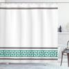 Ambesonne Abstract Shower Curtain, Simplistic Classic Greek Inspired Pattern in Monochrome Design, Cloth Fabric Bathroom Decor Set with Hooks, 69" W x 70" L, Black White and Teal view 1
